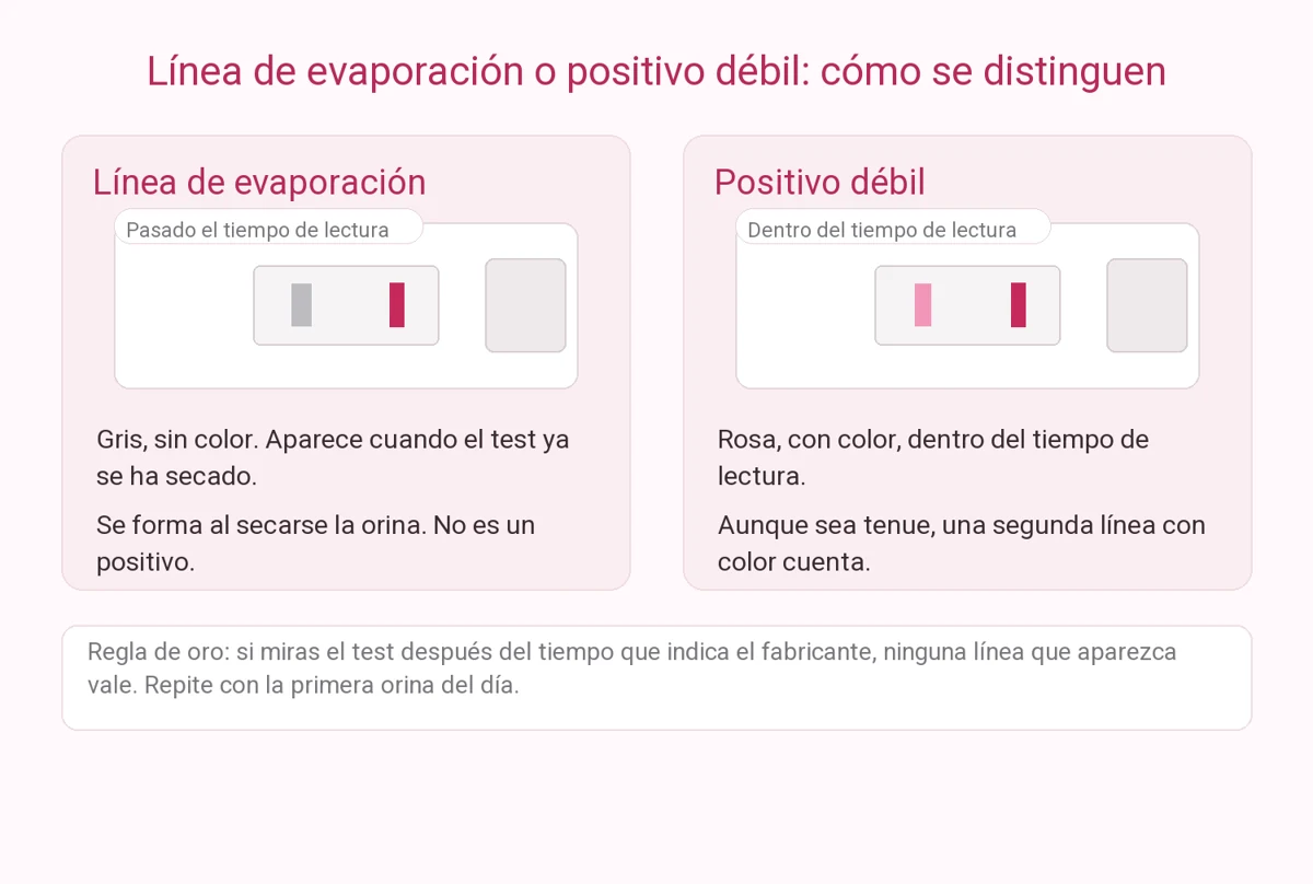 Esquema comparativo: línea de evaporación frente a positivo débil